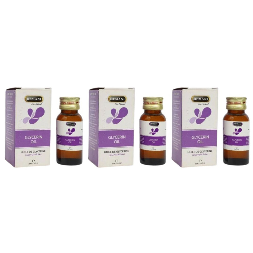 Hemani Glycerin Herbal Oil 30ml Pack Of 3 |Skin Moisturizing Properties |Soft & Smooth Skin |Instant Relief From Dry Skin |Face & Body Massage Oil