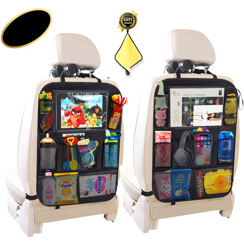 2Pcs Car Back Seat Organisers,10Inch Car Organiser For Kids,Car Seat Back Protectors For Toys Drink Tissue Snacks,Kick Mat With 8 Storage Pocket 779747645682