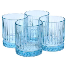 (Set of 4 Blue 355ml) Elysia Coloured Glasses Sets Whiskey Tumblers