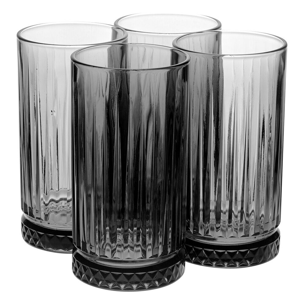 (Set of 4 Grey 450ml) Elysia Coloured Glasses Sets Whiskey Tumblers