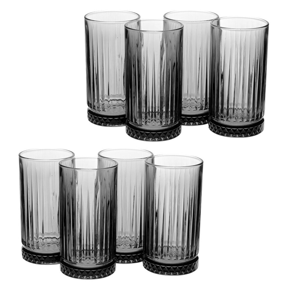 (Set of 8 Grey 450ml) Elysia Coloured Glasses Sets Whiskey Tumblers