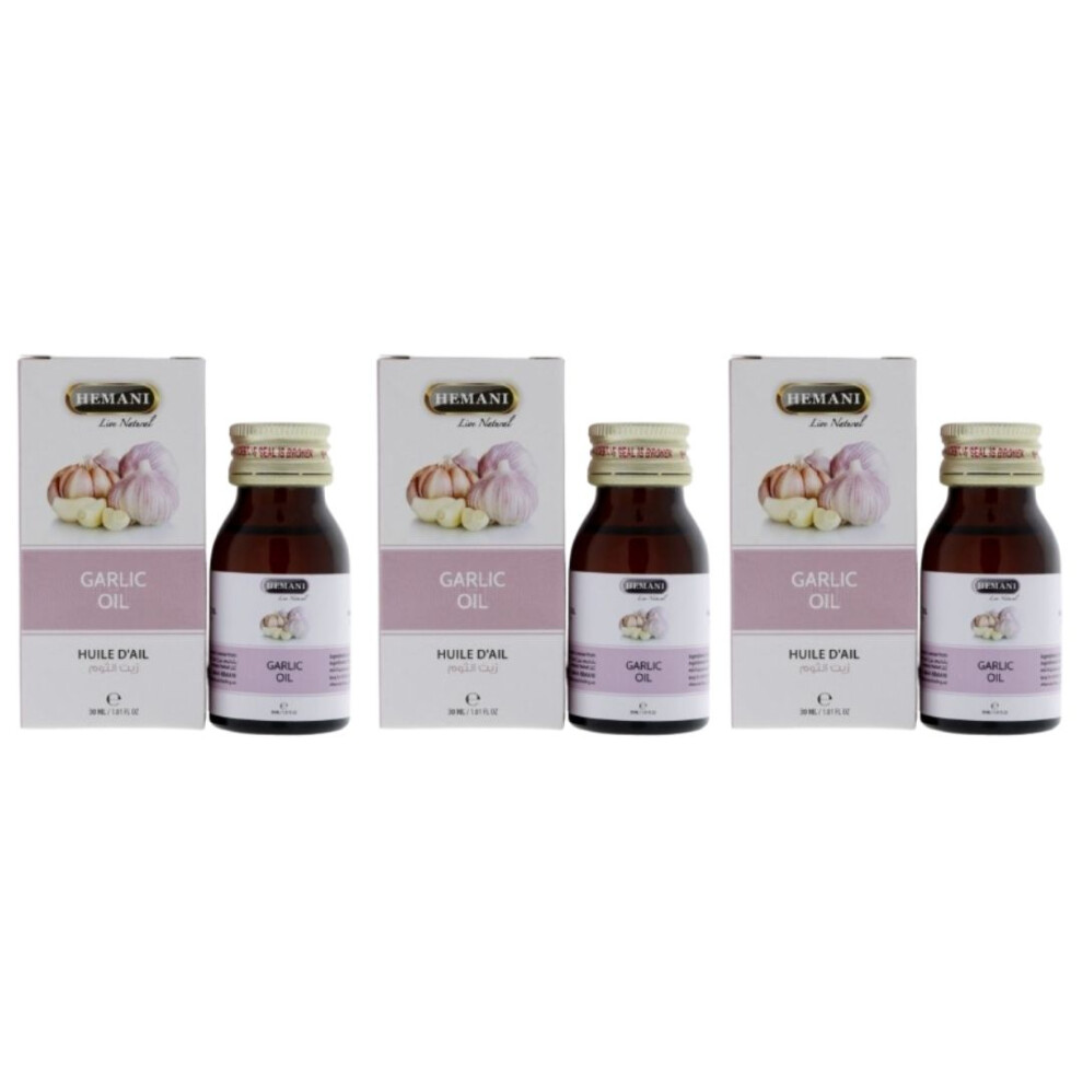 Hemani Garlic Herbal Oil 30ml Pack Of 3 |Antibiotic & Antiviral |Boost Immune System |Reduce Blood Sugar Level |Essential & Multipurpose Oil