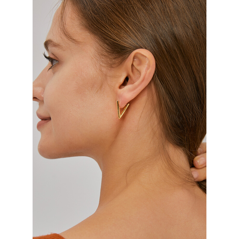 14K Yellow Gold Polished Triangle Hoop Earrings, Chunky Triangle Hoops