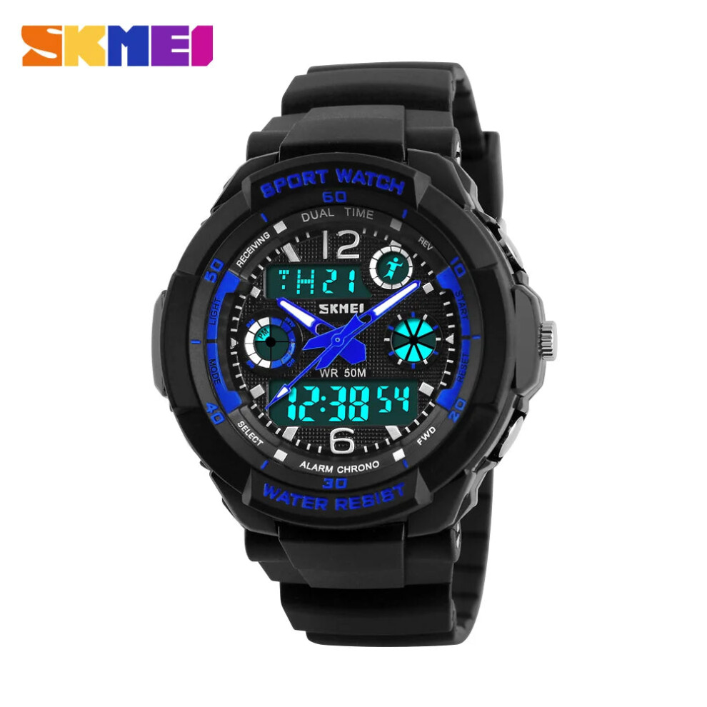 (1060Blue S Kids) Kids Shockproof Waterproof Digital Watch Outdoor Boy Sport