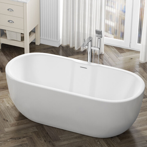 1415mm Freestanding Modern Double Ended Bath - Manhattan by Voda Design. 1