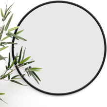 Large Black Framed Round Wall Mirror Modern Circle Glass Decor 50cm