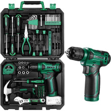 Tool Kit: DEKO Drill Set with Cordless Drill, Tool Kit Set Box
