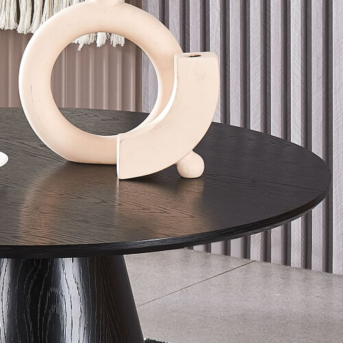 WWE Oscura Black Round Wood Grain Effect Coffee Table 2