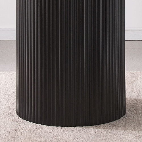 WWE Sombra Round Wood Grain Effect Black Dining Table 2