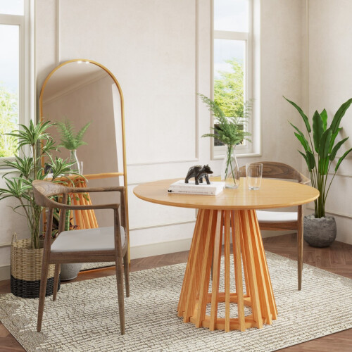 WWE Catalina Round Wood Grain Effect Dining Table
