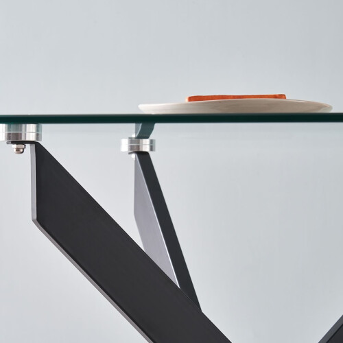 WWE Amara 150cm Glass Dining Table With Black Metal Legs 1