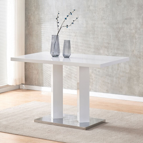 WWE Frias 120cm High Gloss White Modern Dining Table 1