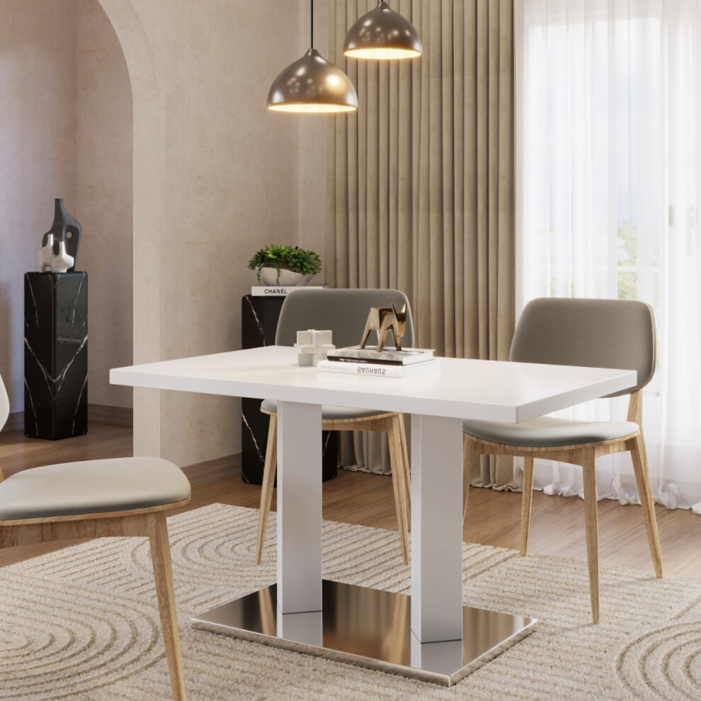 Frias 120cm High Gloss White Modern Dining Table