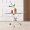 WWE Vidrio 100cm Round Glass Dining Table Silver & Acrylic Legs 2