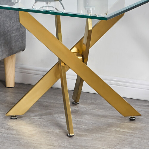 WWE Amara Glass Side Table With Chrome Gold Legs 2
