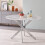 WWE Amara 100cm Round Glass Marble Top Dining Table Silver Legs 1