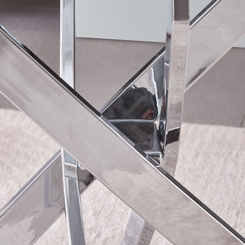 WWE Amara 120cm Round Glass Dining Table With Chrome Silver Legs 1