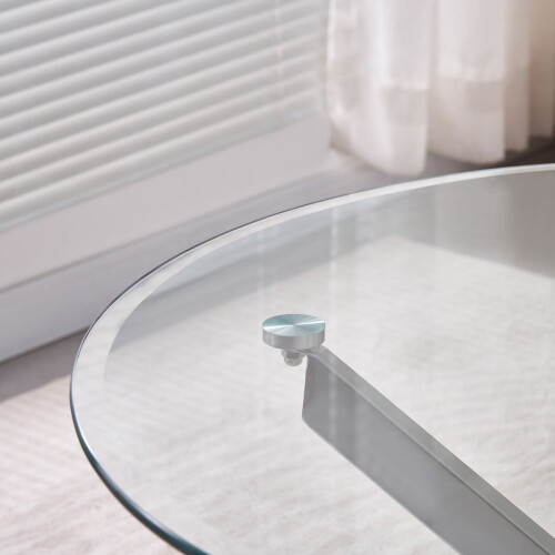 WWE Amara 100cm Round Glass Dining Table With Chrome Silver Legs 1