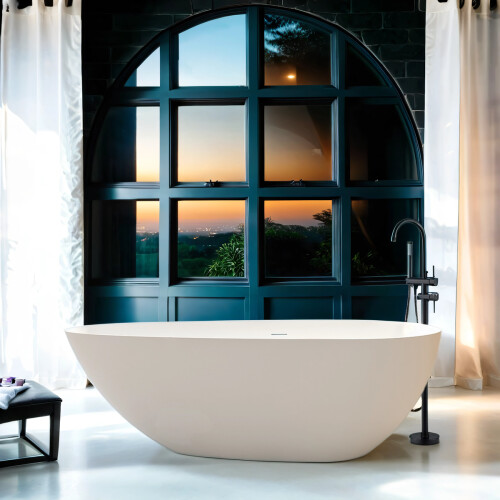 Talavera Matt White Freestanding Stone Bath 1700mm 1