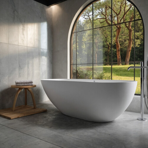 Talavera Matt White Freestanding Stone Bath 1700mm 2