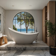 Barcena Matt White Freestanding Stone Bath 1870mm