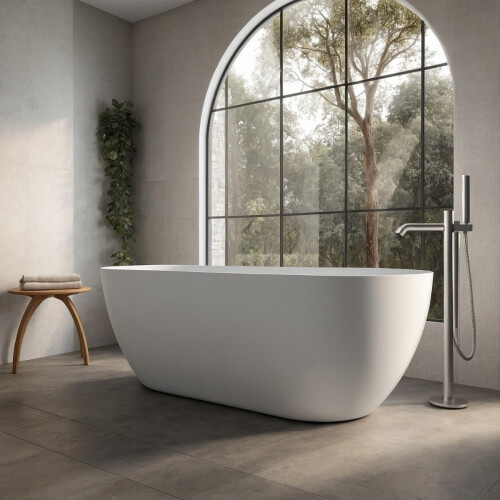 Girona Matt White Freestanding Stone Bath 1400mm 2