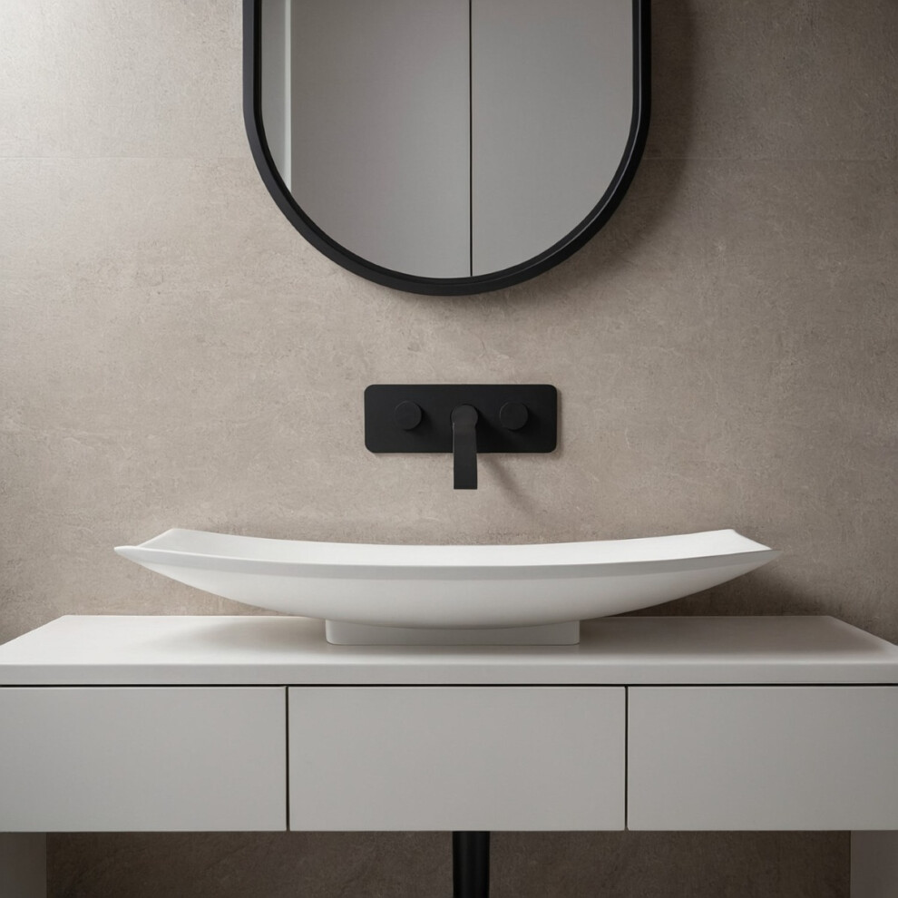 Frias Matt White Countertop Stone Basin 632Mm 5051146097671
