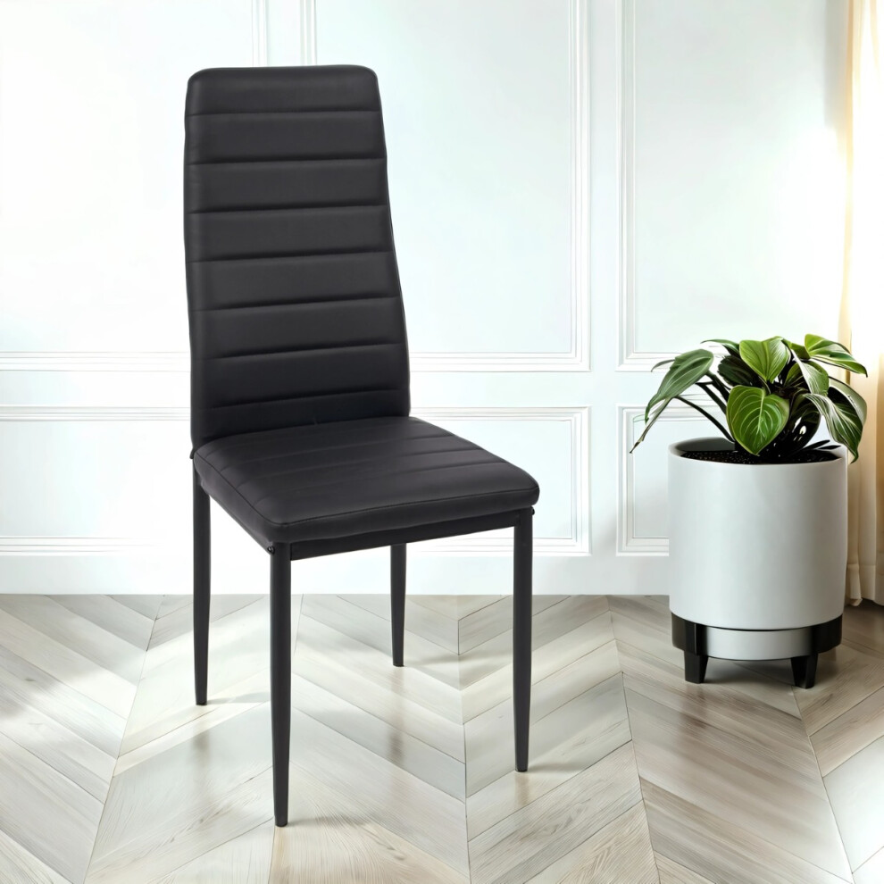 6x Verona Faux Leather Dining Chairs In Black With Black Legs-image-OPC-PFF28CG-NEW