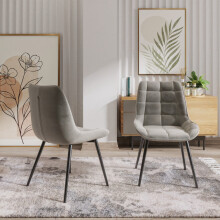 4x Velvita Grey Luxury Velvet With Black Legs Dining Chairs