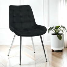 4x Velvita Black Luxury Velvet With Black Legs Dining Chairs