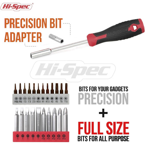 (Red) Hi-Spec 57pc 8V Electric Drill Set & Household Tool Kit 2