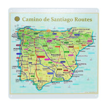 (Map Of Camino De Santiago Routes In Spain And Portugal=6394) Metal Tin Sign 12x12" Wall Décor Cafe Bar Beer Pub Signs Christmas Gift