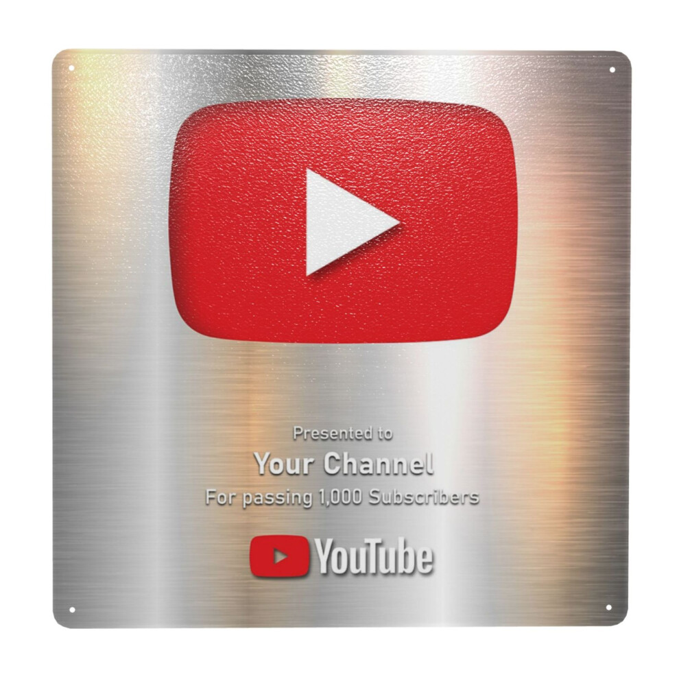 (Send Me A Message Youtube Award Plaque With The Creator Streamer Follower Play Button For Your Youtu) Metal Tin Sign 12x12" Wall Décor Cafe Bar Beer Pub Signs Christmas Gift