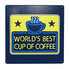 (World's Best Cup Of Coffee - As Seen On Elf=1166) Metal Tin Sign 12x12" Wall Décor Cafe Bar Beer Pub Signs Christmas Gift