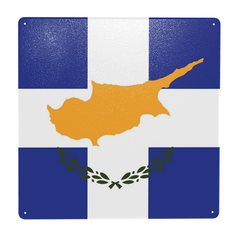(Greek Cyprus Flag=3738) Metal Tin Sign 12x12" Wall Décor Cafe Bar Beer Pub Signs Christmas Gift