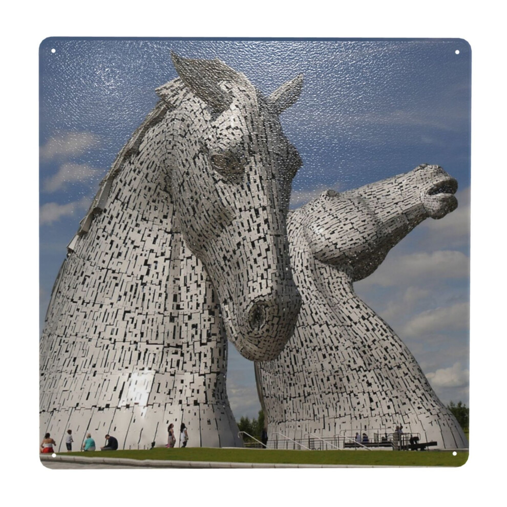 (The Kelpies, Helix Park, Falkirk , Scotland=974) Metal Tin Sign 12x12" Wall DÃ©cor Cafe Bar Beer Pub Signs Christmas Gift