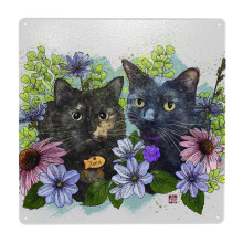 (Black Cats Among Wild Flowers=3851) Metal Tin Sign 12x12" Wall Décor Cafe Bar Beer Pub Signs Christmas Gift