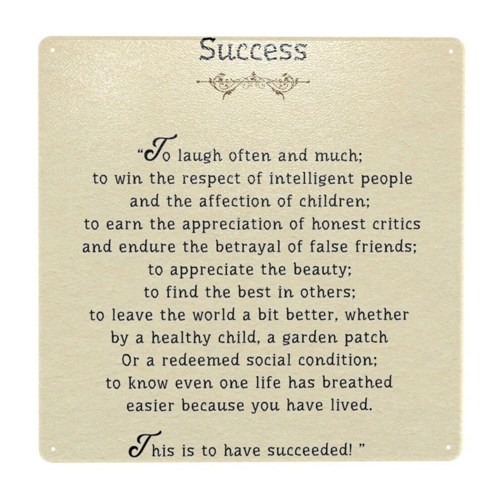 Whibos (Success Poem By Ralph Waldo Emerson=4642) Metal Tin Sign 12X12" Wall Décor Cafe Bar Beer Pub Signs Christmas Gift