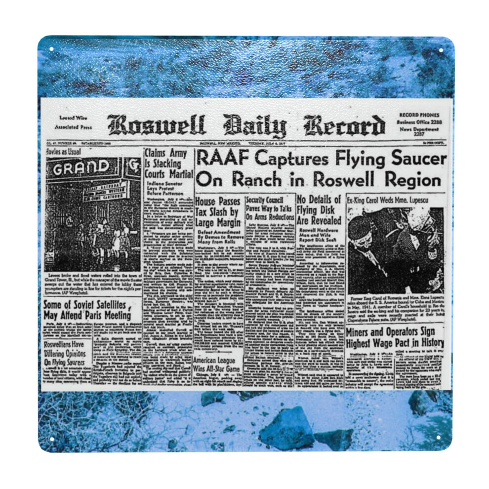 Whibos (Roswell Ufo July 8Th, 1947- Newspaper=9460) Metal Tin Sign 12X12" Wall Décor Cafe Bar Beer Pub Signs Christmas Gift
