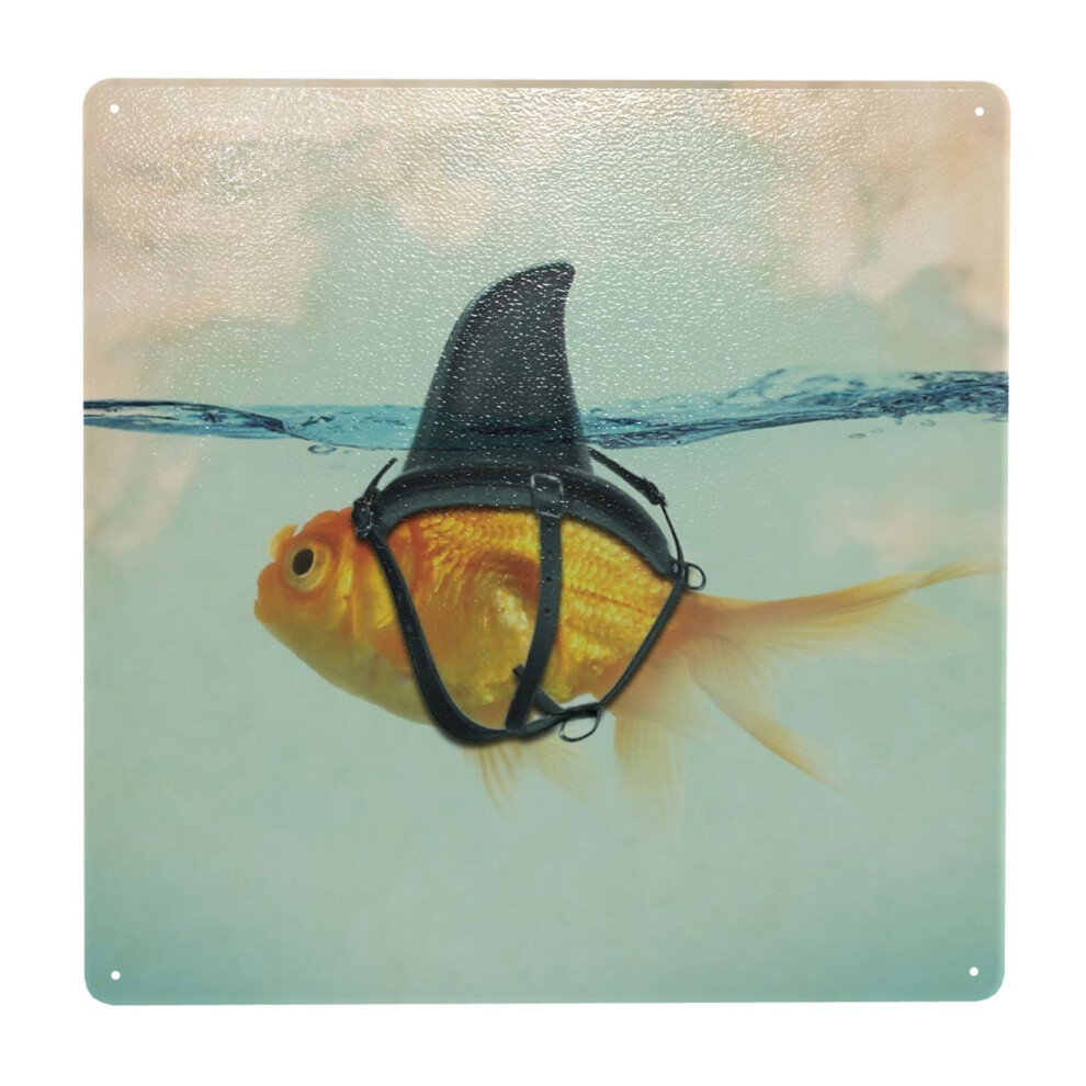 Whibos (Goldfish With A Shark Fin=10291) Metal Tin Sign 12X12" Wall Décor Cafe Bar Beer Pub Signs Christmas Gift