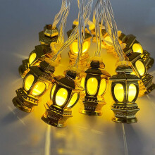 Muslim Ramadan String Lights, Golden LED Islam Lantern Shape , Eid Mubarak String Lights Decoration for Home Festival Party