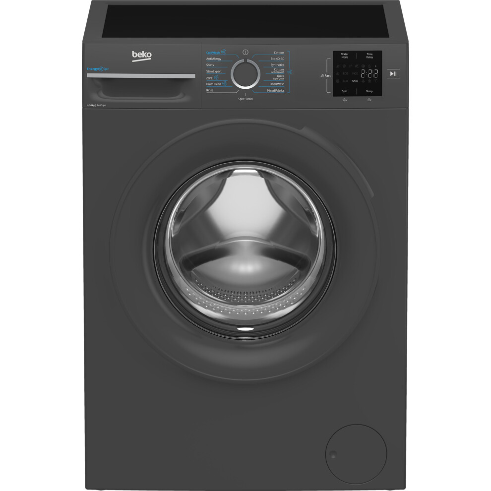 Beko EnergySpin B3W31041A 10kg Washing Machine with 1400 rpm - Anthracite - A Rated