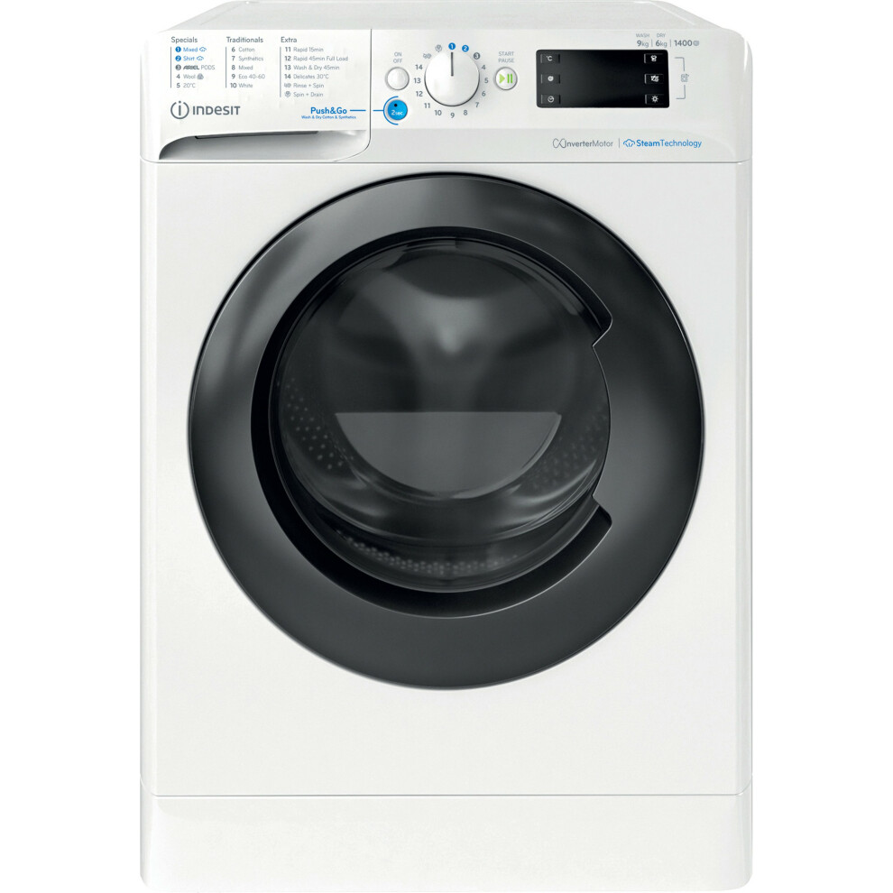 Indesit Push&Go 9Kg / 6Kg Washer Dryer - White - D Rated