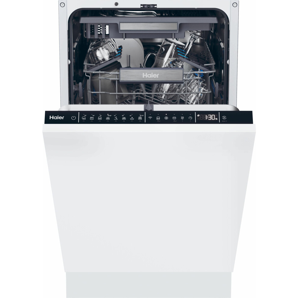 Haier I-Pro Shine Series 4 Integrated Slimline Dishwasher - Black Control Panel with Fixed Door Fixing Kit - C Rated