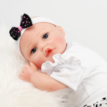 (Open Eyes Girl in Skirt) BiBi Doll Reborn Baby Doll Realistic 17" Realistic Newborn with Dummy, Bottle & Birth Certificate