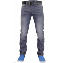 (Light Grey, 40W X 34L) Mens Denim Jeans Crosshatch Straight Leg WAYNE
