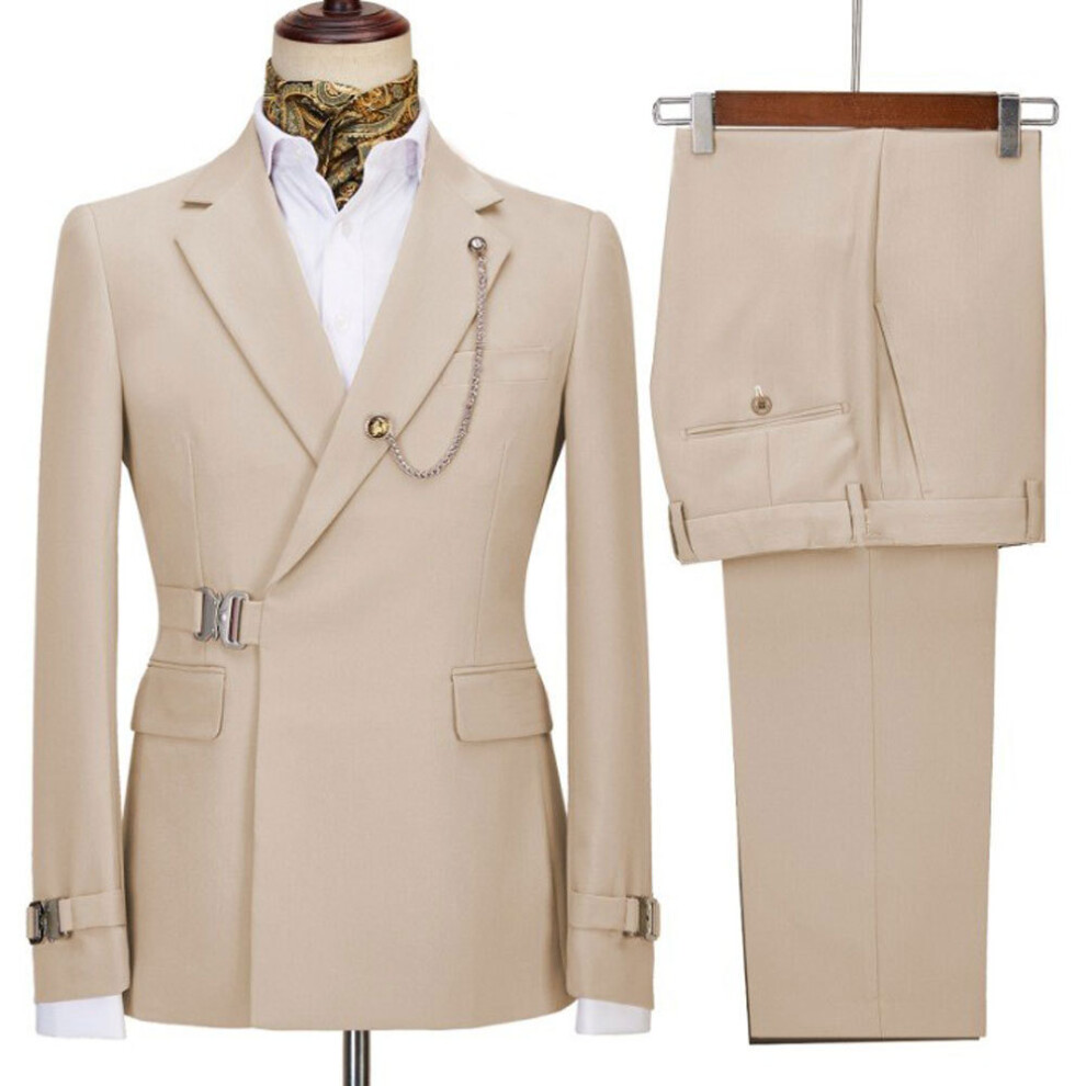 (beige, 6XL) Men's two-piece suits, groom's suits, groomsmen's suits, banquet suits