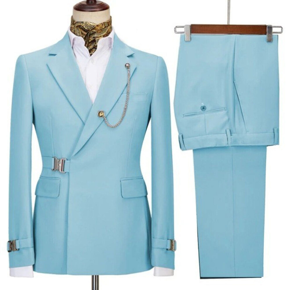 (sky blue, 5XL) Men's two-piece suits, groom's suits, groomsmen's suits, banquet suits-image-OPC-PFF5BB5-NEW