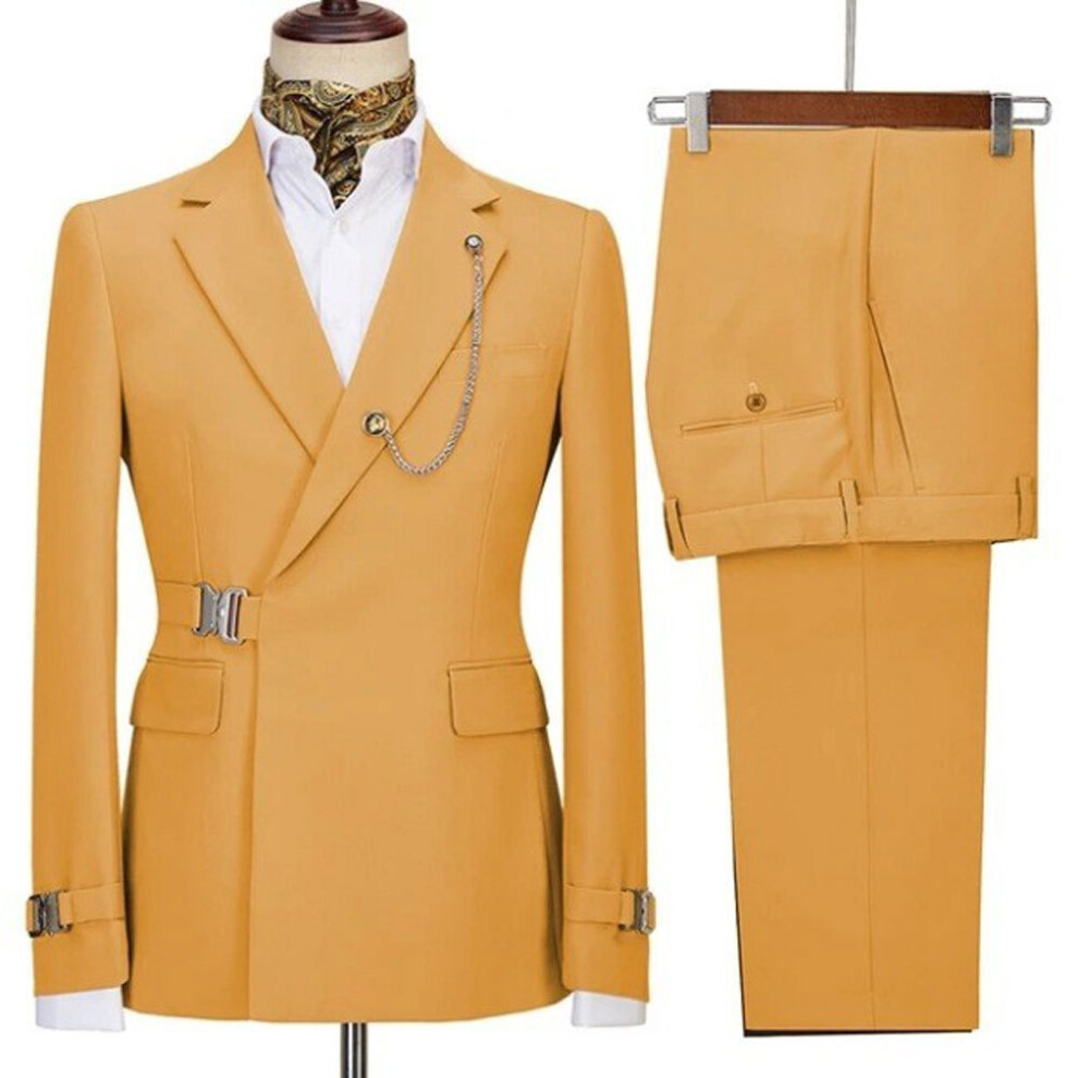 (yellow, L) Men's two-piece suits, groom's suits, groomsmen's suits, banquet suits-image-OPC-PFF5BC7-NEW