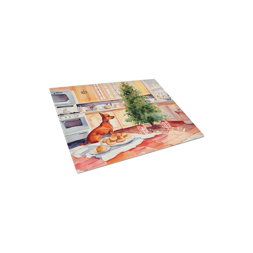 Carolines Treasures DAC3853LCB 15 x 12 in. Unisex Miniature Pinscher Christmas Cookies Glass Cutting Board-image-OPC-PFF5BQX-NEW